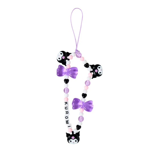Sanrio Japan - Kuromi - Beaded Smartphone Strap -  (my deco bag)
