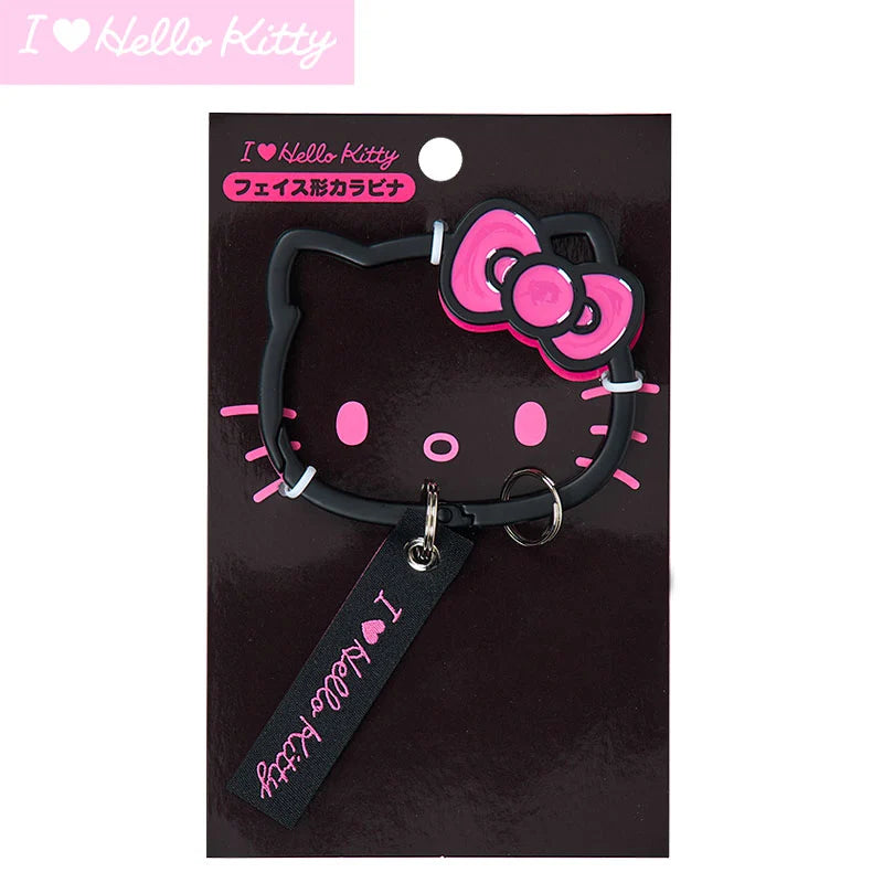 Sanrio Japan - Hello Kitty - Face-Shaped Carabiner (I Love Hello Kitty - Black & Pink)