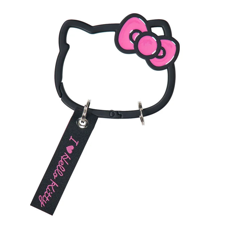 Sanrio Japan - Hello Kitty - Face-Shaped Carabiner (I Love Hello Kitty - Black & Pink)