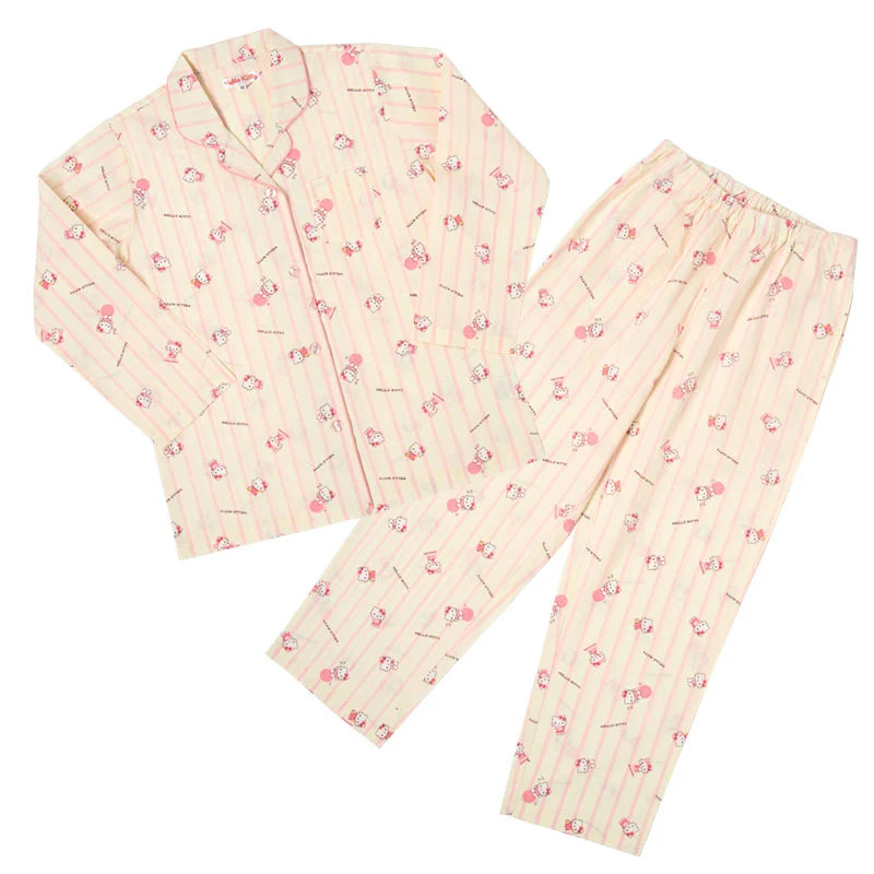 Sanrio Japan - Hello Kitty - Broadcloth Shirt - Pajamas Set - Adults (pink)