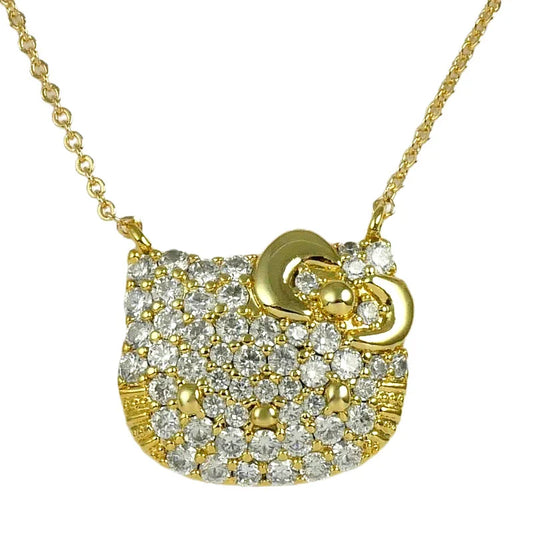 Sanrio Japan - Hello Kitty - Crystal Face Necklace (Gold color)