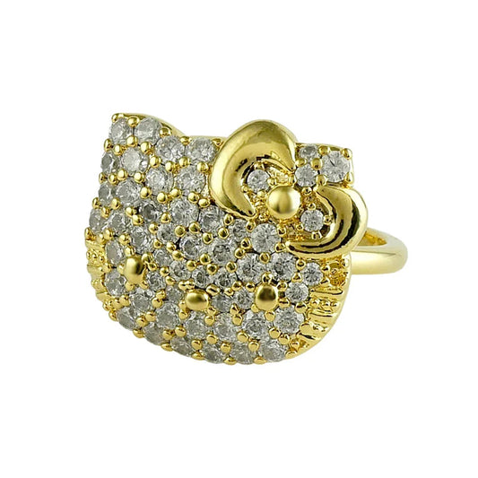 Sanrio Japan - Hello Kitty - Crystal Face Ring (Gold color)