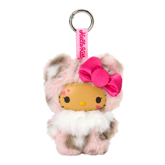 Sanrio Japan - Hello Kitty - Tan Face Mini Leopard - Gyaru (Gal) Plush Keychain (Pink)