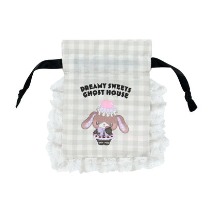 Sanrio Japan - Sugarbunnies Mini Drawstring Bag (Brown Rabbit) - (Dreamy Sweets Ghost House)