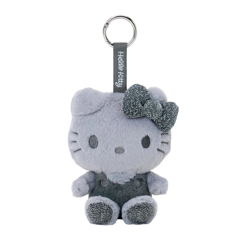 Sanrio Japan - Hello Kitty - Fluffy Glitter Plush Keychain - Grey
